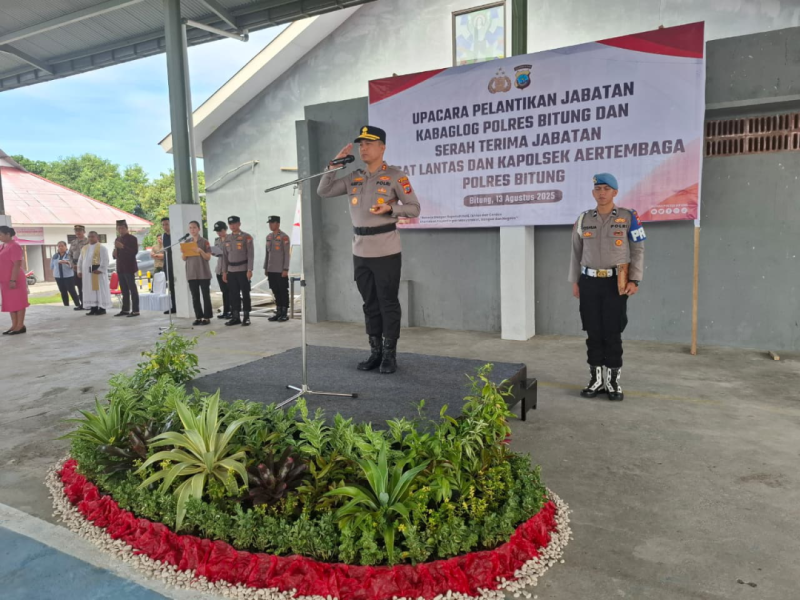 Kapolres Bitung Pimpin Sertijab Kabag Logistik, Kasat Lantas, dan Kapolsek Aertembaga
