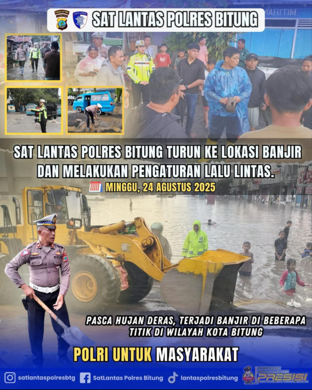 Pasca banjir, Sat Lantas polres bitung siaga penuh