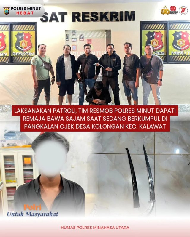 Cegah Kriminalitas, Polres Minut Temukan Sajam Saat Patroli Malam