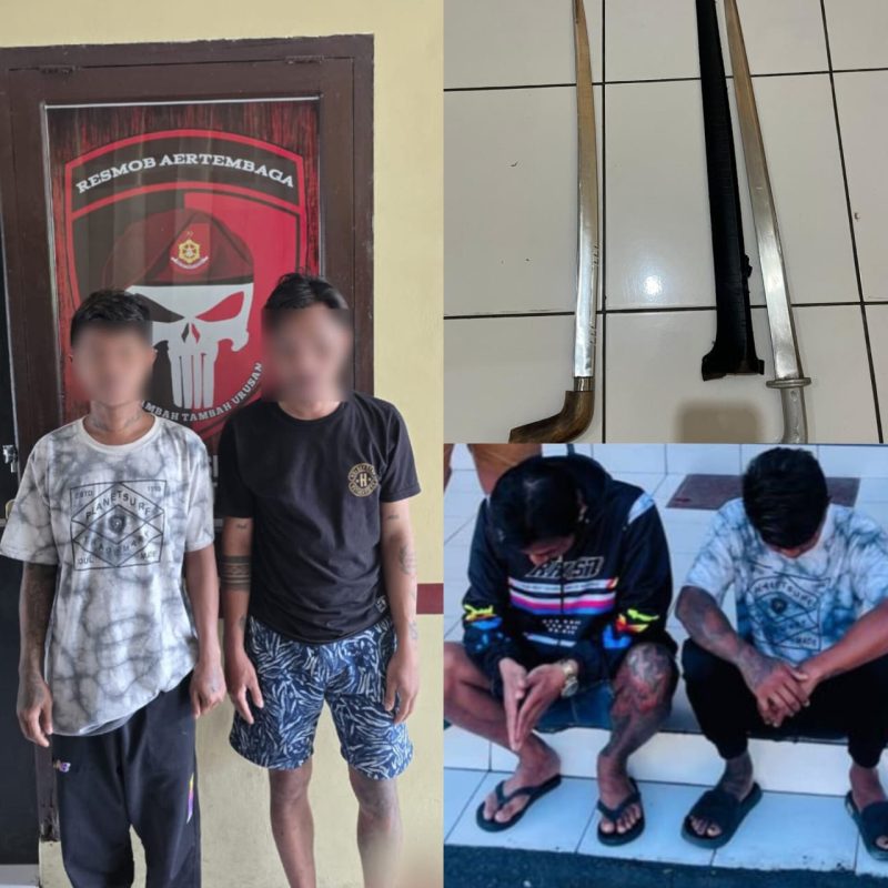 Dua Pria Diamankan Resmob Aertembaga Terkait Pengancaman dengan Sajam