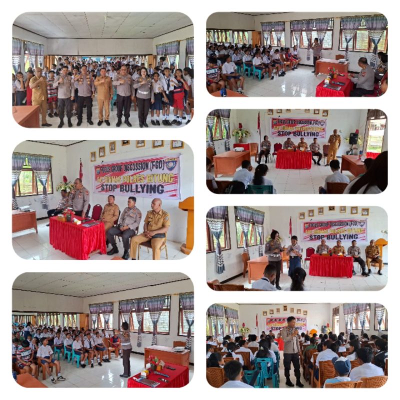 Cegah Perundungan Sejak Dini, Polres Bitung Gelar Penyuluhan “Stop Bullying” di SMP Negeri 9 Kelurahan Mawali