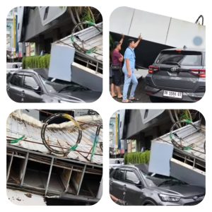 Atap Kanopi Eks Corner Cafe  Di Kawasan Bahu Mall Ambruk : Warga Pertanyakan Tanggung Jawab siapa?