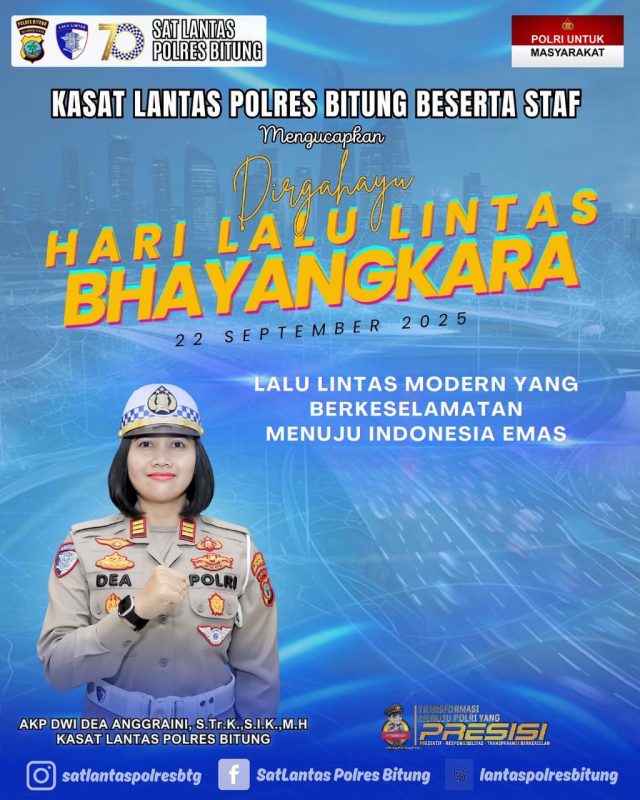 Selamat Hari Lalu Lintas Bhayangkara ke‑70  ‎Refleksi, Komitmen, dan Harapan dari Sat Lantas Polres Bitung