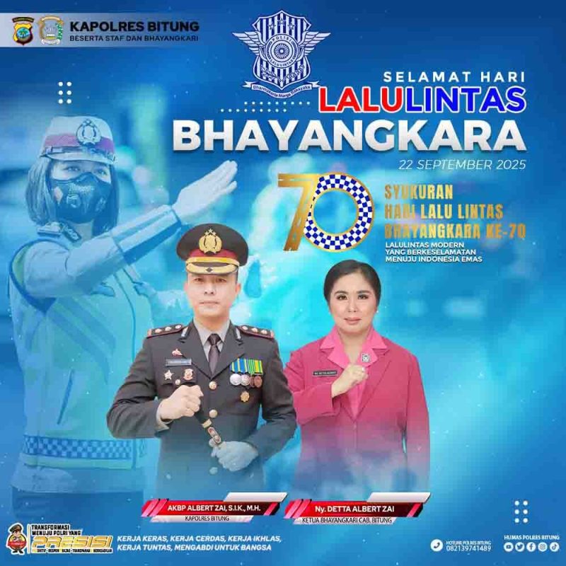 “Pemimpin Tegas, Bhayangkari Setia: Kiprah AKBP Albert Zai dan Ny. Detta di Hari Lalu Lintas Bhayangkara ke-70”